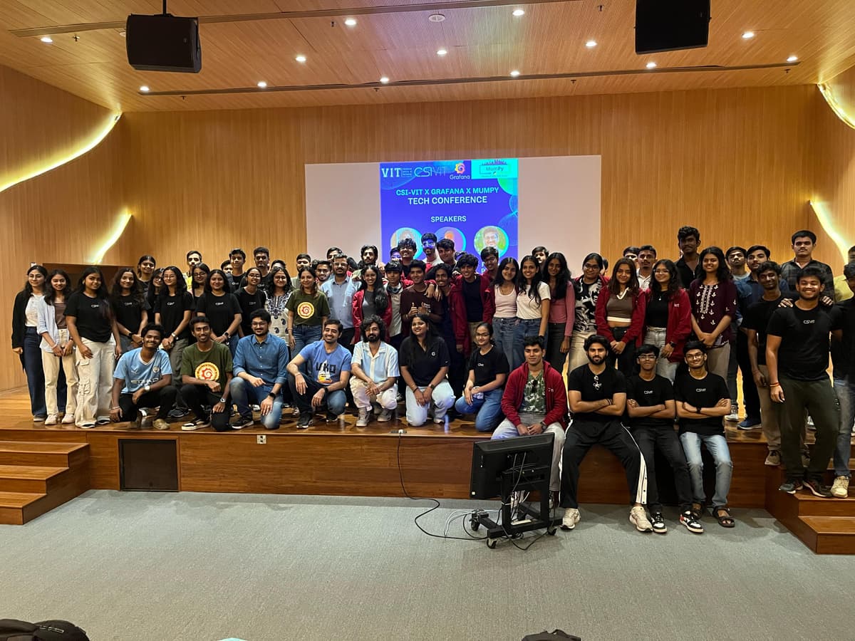 Networking at a tech event.